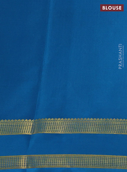 Pure mysore silk saree mustard yellow and cs blue with allover zari checks & buttas and rettapet zari woven border