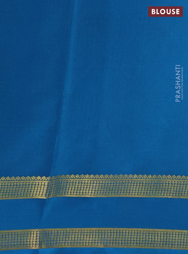 Pure mysore silk saree mustard yellow and cs blue with allover zari checks & buttas and rettapet zari woven border