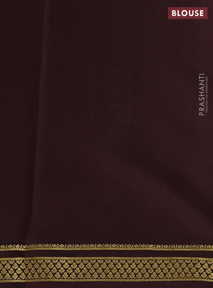 Pure mysore silk saree mustard yellow and coffee brown with allover zari checked pattern and zari woven border