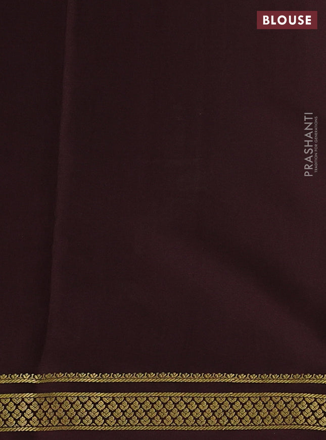 Pure mysore silk saree mustard yellow and coffee brown with allover zari checked pattern and zari woven border