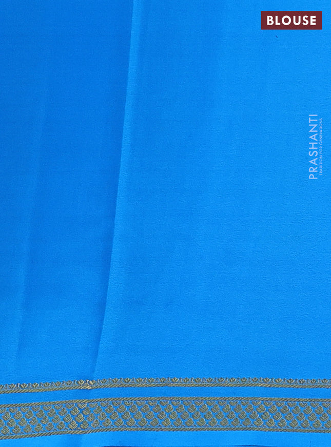 Pure mysore silk saree pink and blue with allover zari checked pattern and zari woven border