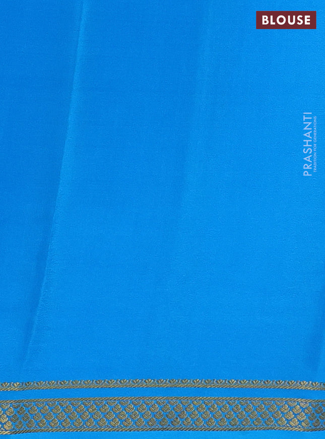 Pure mysore silk saree royal blue and blue with allover zari checked pattern and zari woven border