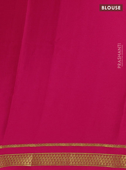 Pure mysore silk saree dark green and pink with allover zari checked pattern and zari woven border