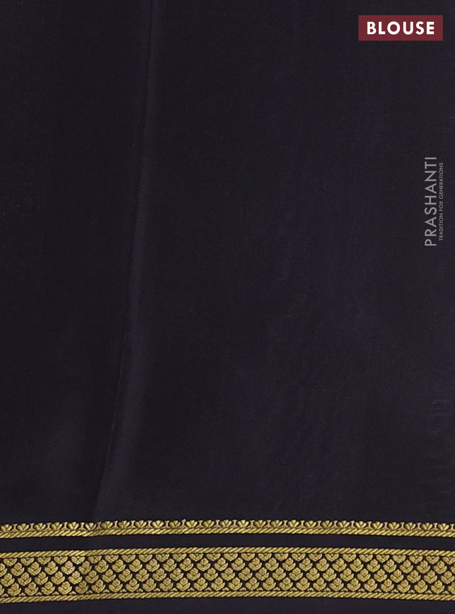 Pure mysore silk saree grey and black with allover zari checked pattern and zari woven border