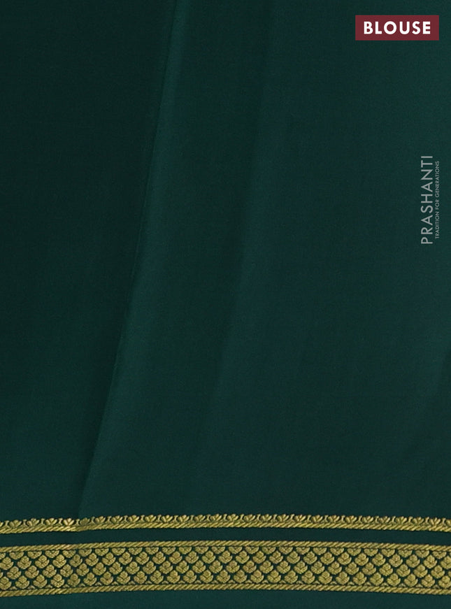 Pure mysore silk saree orange and green with allover zari checked pattern and zari woven border