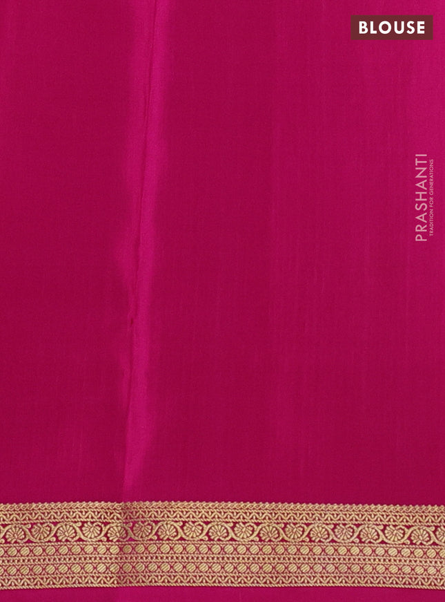 Pure mysore silk saree blue and pink with allover zari checked pattern and zari woven border