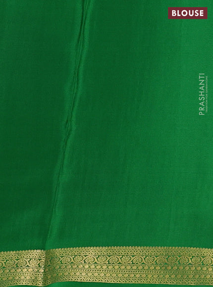 Pure mysore silk saree teal blue and green with allover zari checked pattern and zari woven border