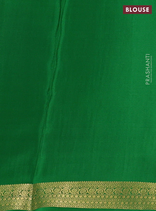 Pure mysore silk saree teal blue and green with allover zari checked pattern and zari woven border