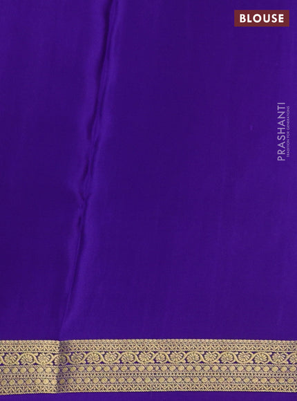 Pure mysore silk saree pink and violet with allover zari checked pattern and zari woven border