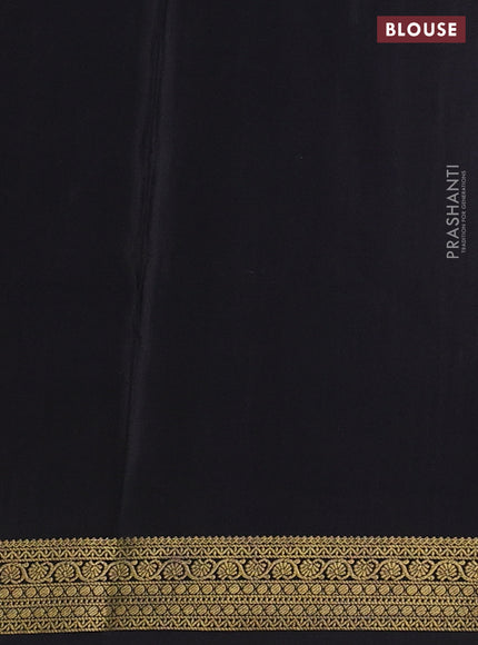 Pure mysore silk saree lavender and black with allover zari checked pattern and zari woven border