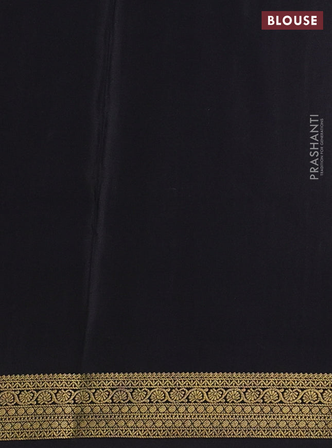 Pure mysore silk saree lavender and black with allover zari checked pattern and zari woven border
