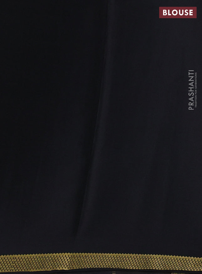 Pure mysore silk saree black with allover zari checked pattern and zari woven border