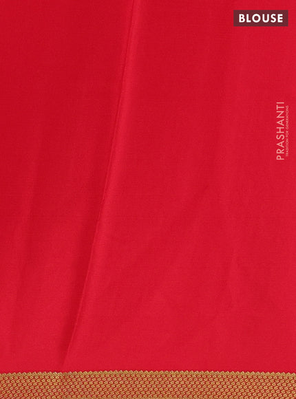 Pure mysore silk saree red with allover zari checked pattern and zari woven border