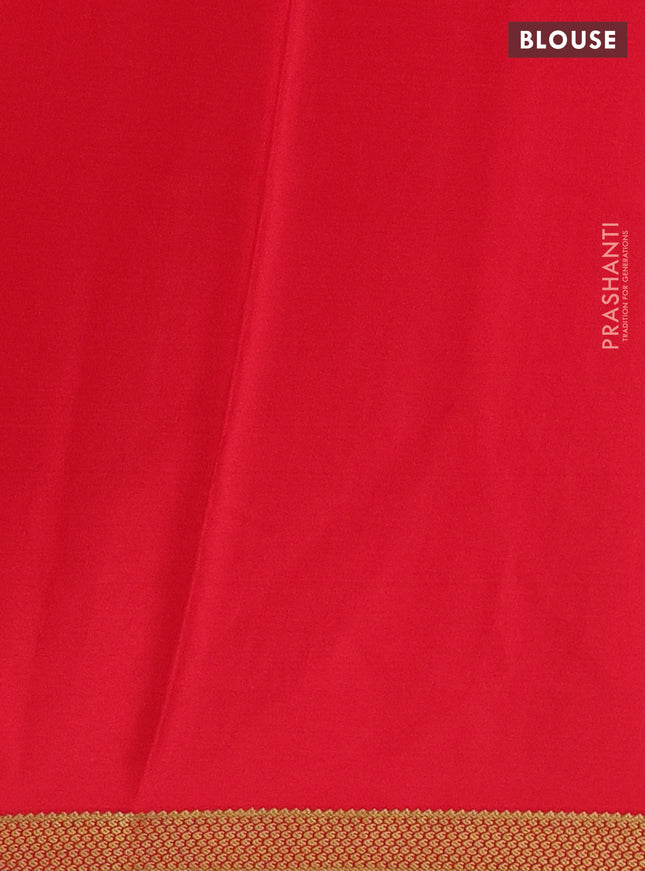 Pure mysore silk saree red with allover zari checked pattern and zari woven border