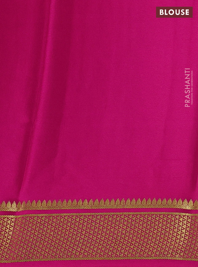 Pure mysore silk saree green and light pink with plain body and zari woven border