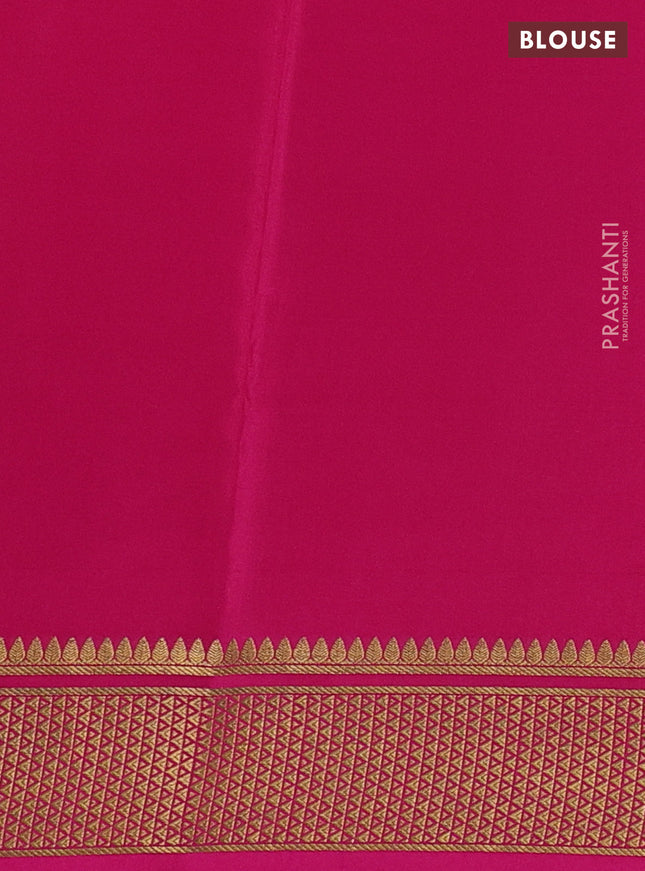 Pure mysore silk saree deep wine and pink with plain body and zari woven border