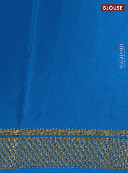 Pure mysore silk saree mustard yellow and cs blue with plain body and zari woven border