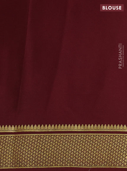 Pure mysore silk saree rustic orange and maroon with plain body and zari woven border