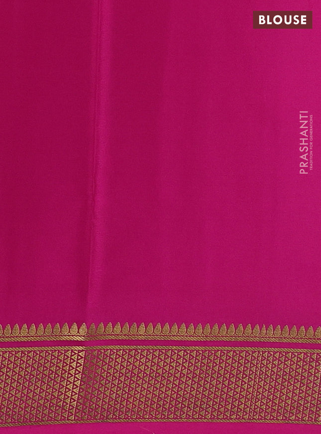 Pure mysore silk saree grey and pink with plain body and zari woven border
