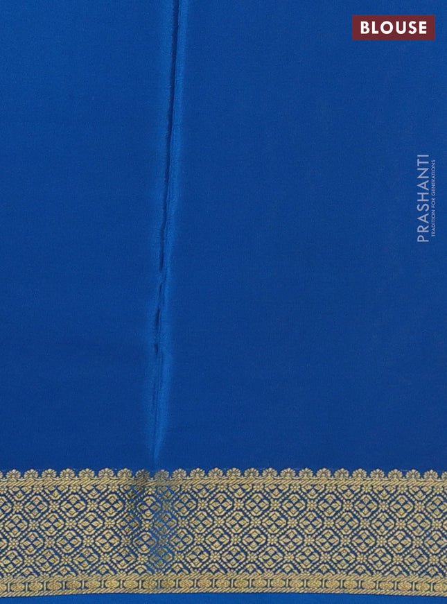 Pure mysore silk saree mustard yellow and cs blue with plain body and zari woven border