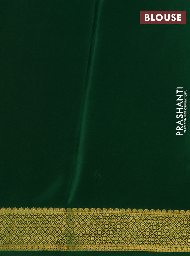 Pure mysore silk saree red and green with plain body and zari woven border