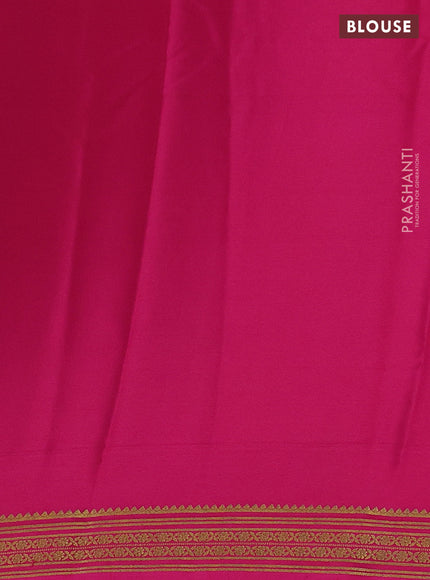 Pure mysore silk saree grey and pink with plain body and zari woven border