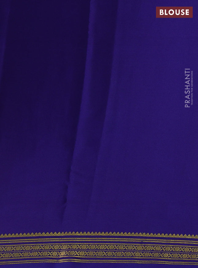 Pure mysore silk saree peacock blue and blue with plain body and zari woven border