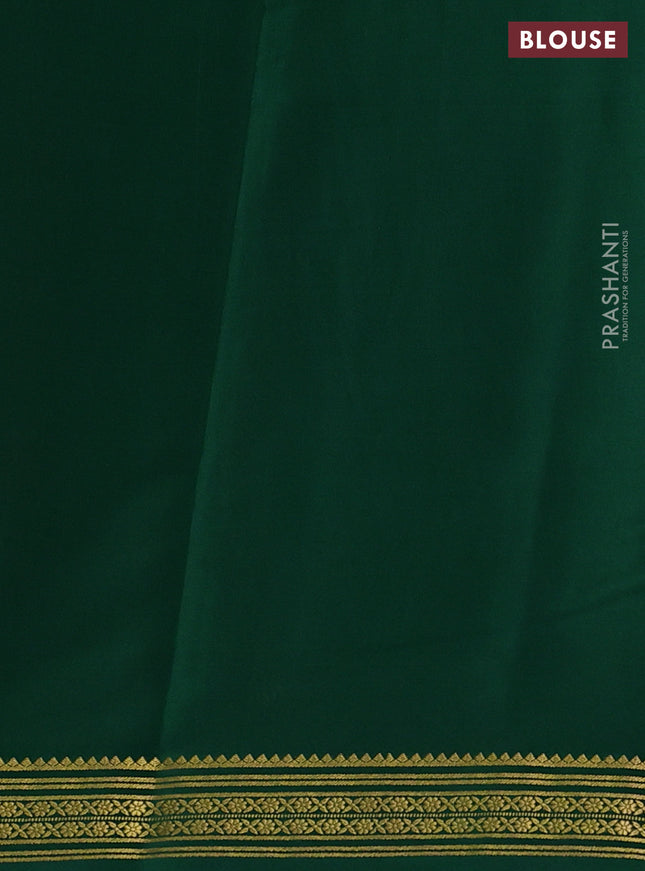 Pure mysore silk saree maroon and green with plain body and zari woven border