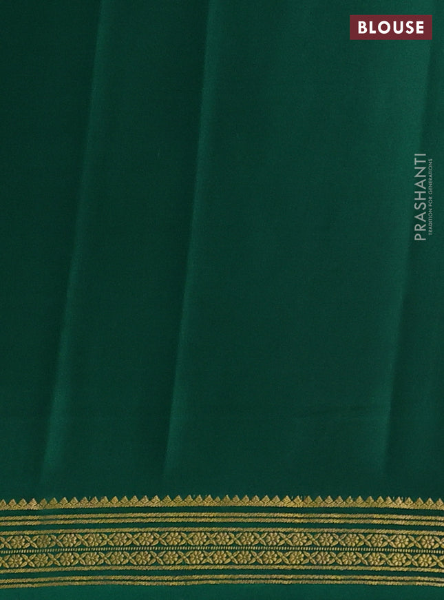 Pure mysore silk saree pink and green with plain body and zari woven border