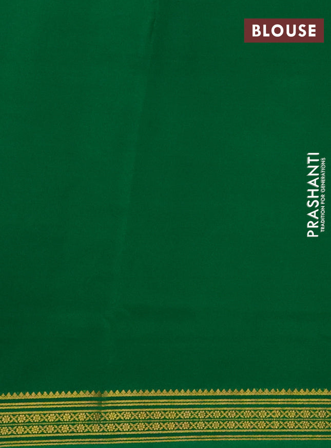 Pure mysore silk saree purple and green with plain body and zari woven border