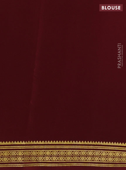 Pure mysore silk saree orange and maroon with plain body and zari woven border