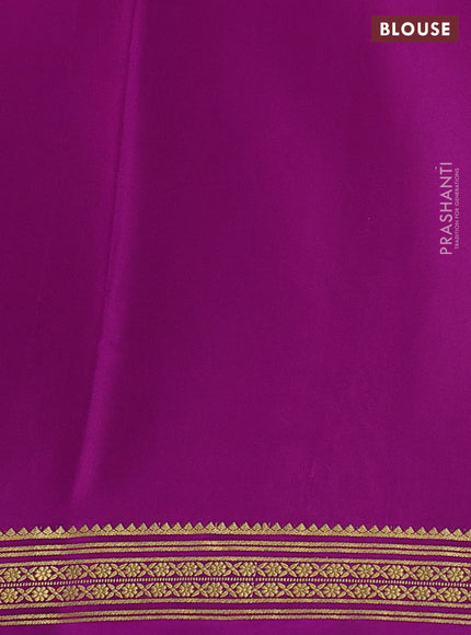 Pure mysore silk saree light pink and purple with plain body and zari woven border
