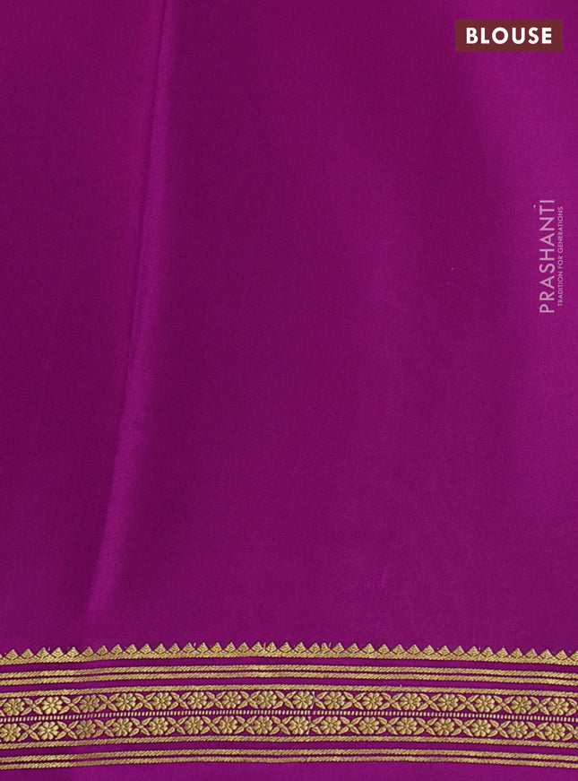 Pure mysore silk saree light pink and purple with plain body and zari woven border