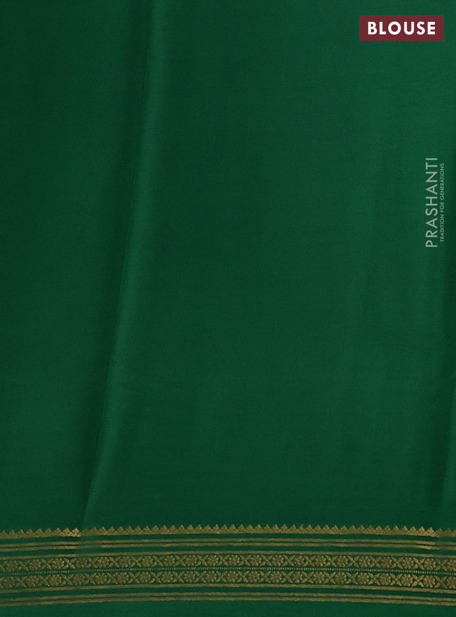 Pure mysore silk saree black and green with plain body and zari woven border