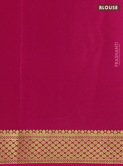 Pure mysore silk saree teal green and pink with plain body and zari woven border