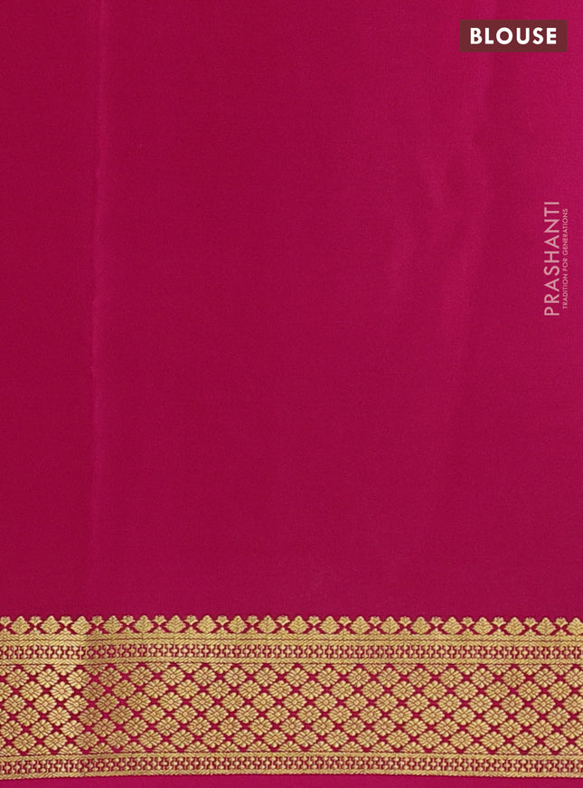 Pure mysore silk saree teal green and pink with plain body and zari woven border