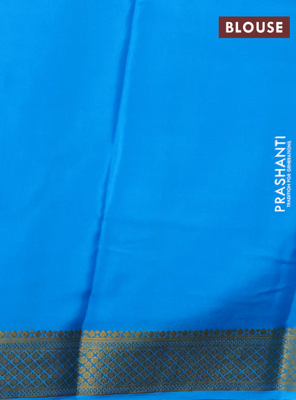 Pure mysore silk saree purple and blue with plain body and zari woven border