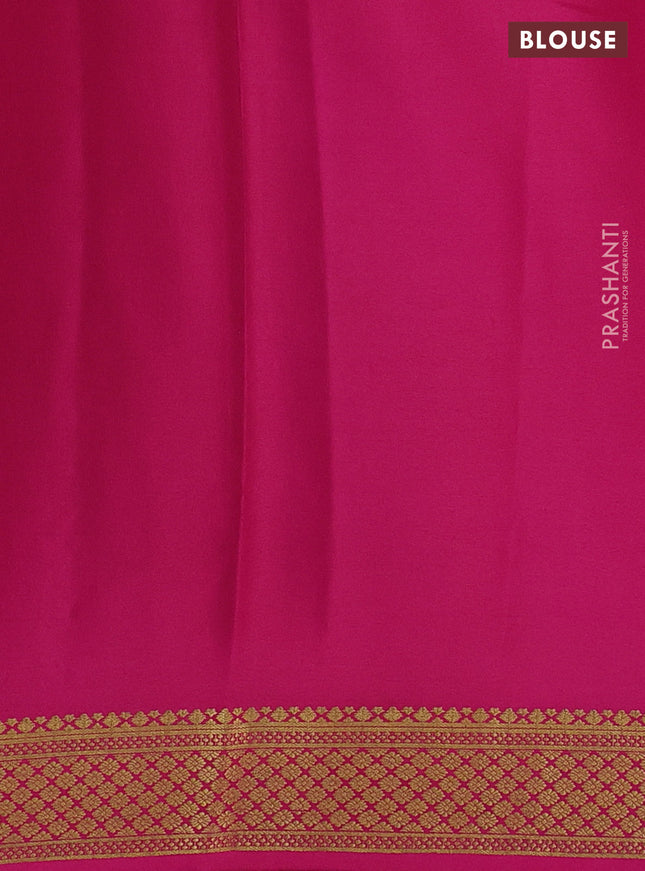 Pure mysore silk saree lime yellow and pink with plain body and zari woven border