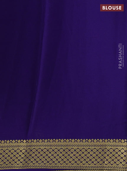 Pure mysore silk saree light blue and blue with plain body and zari woven border