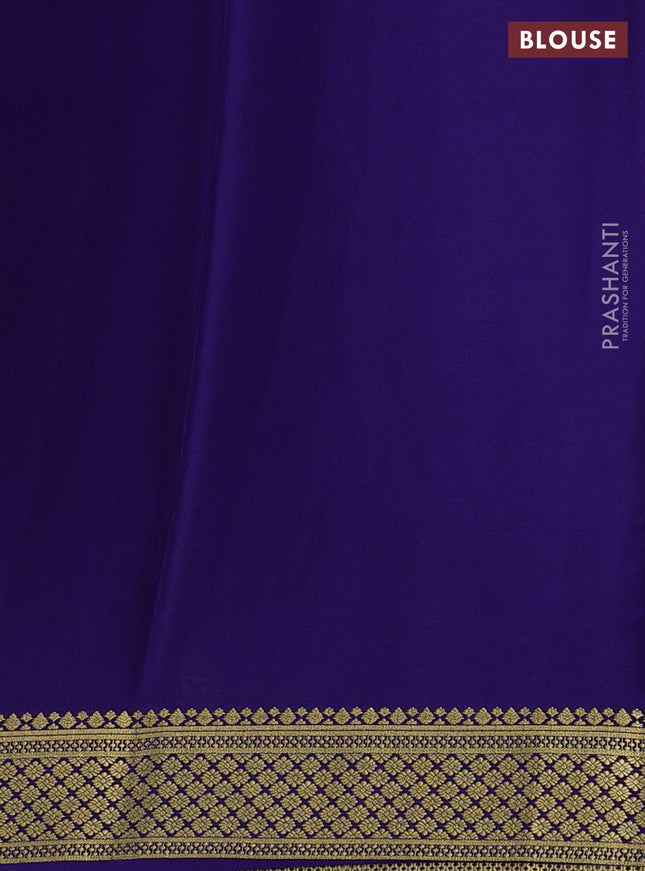 Pure mysore silk saree light blue and blue with plain body and zari woven border