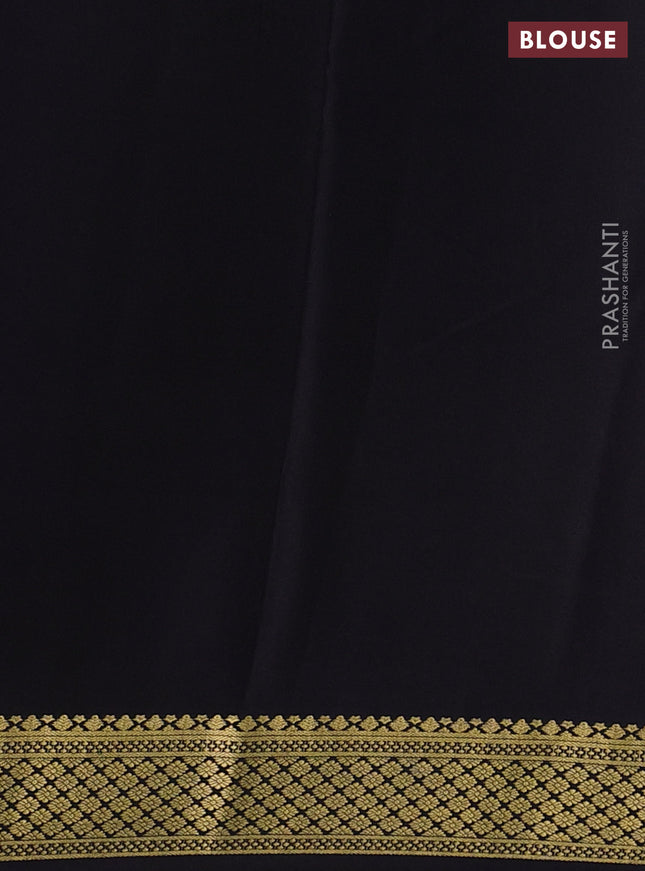 Pure mysore silk saree royal blue and black with plain body and zari woven border