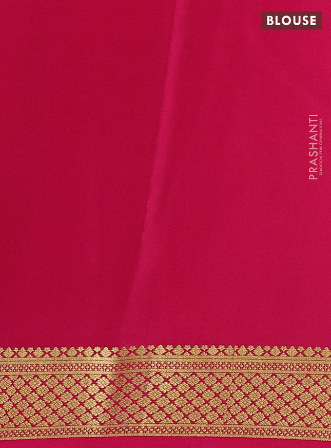 Pure mysore silk saree orange and pink with plain body and zari woven border