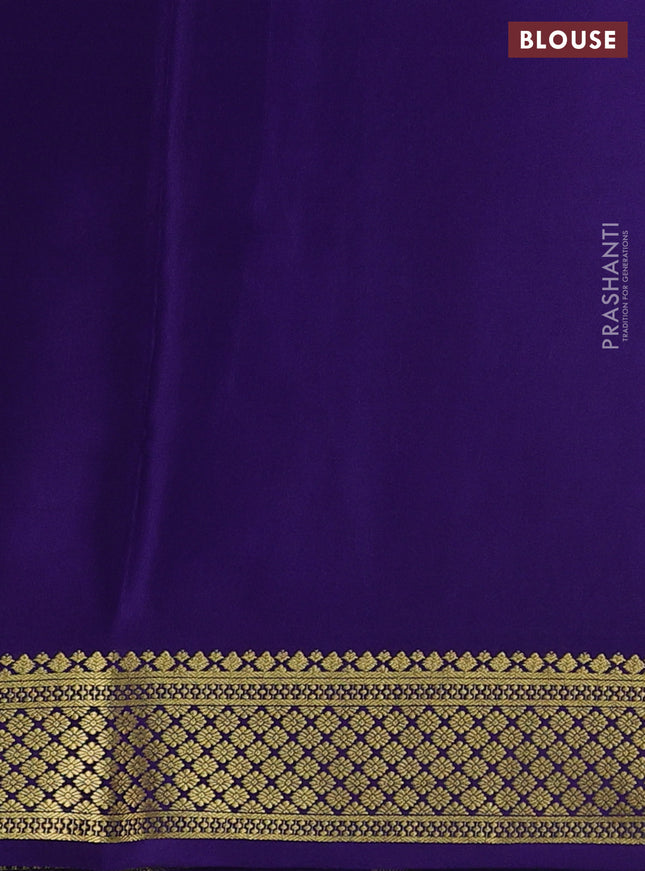 Pure mysore silk saree light blue and dark blue with plain body and zari woven border