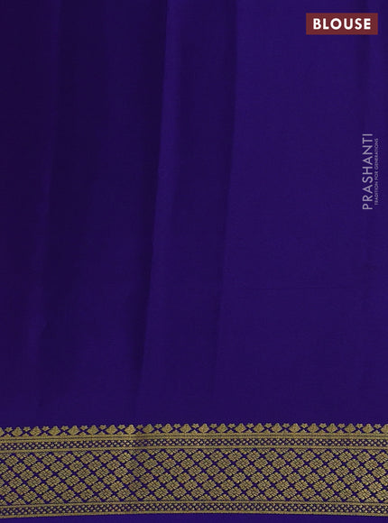 Pure mysore silk saree pink and blue with plain body and zari woven border