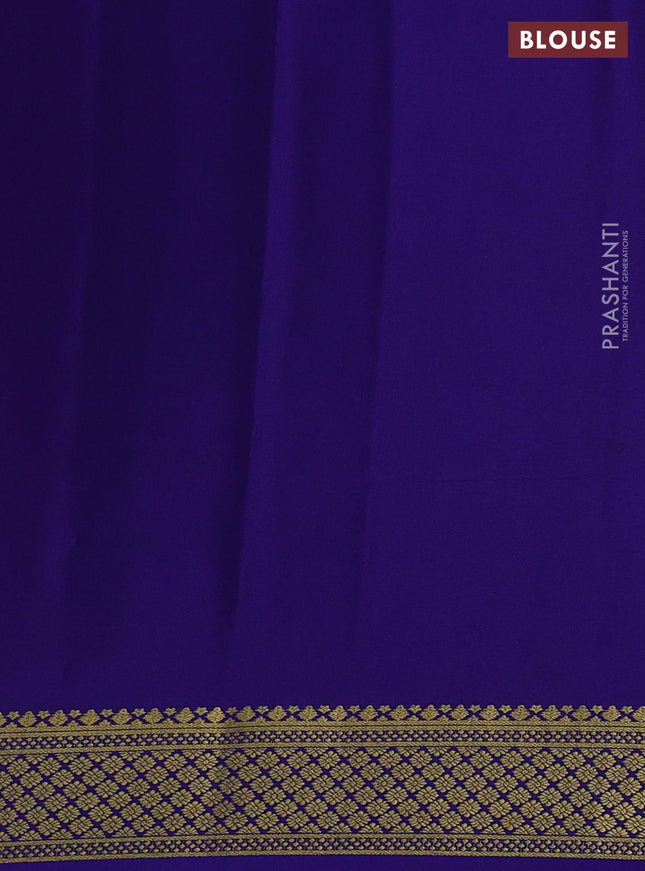 Pure mysore silk saree pink and blue with plain body and zari woven border