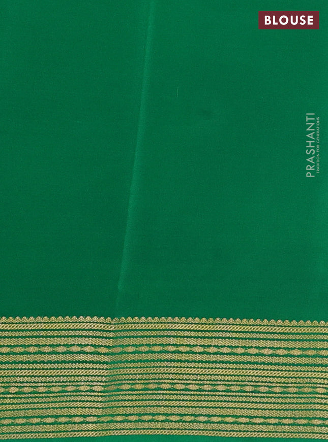 Pure mysore silk saree violet and green with plain body and zari woven border