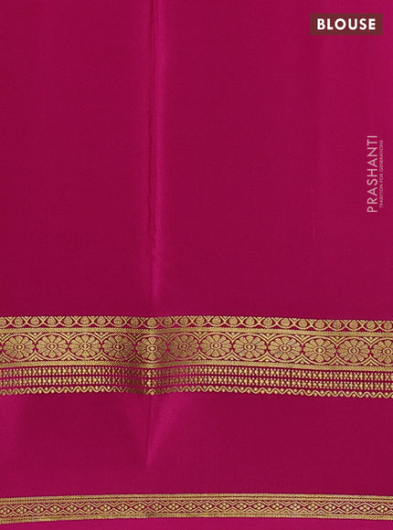 Pure mysore silk saree grey and pink with plain body and rettapet zari woven border