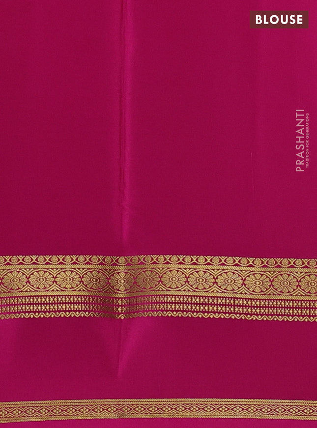 Pure mysore silk saree grey and pink with plain body and rettapet zari woven border