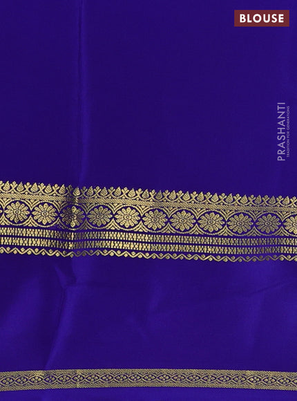 Pure mysore silk saree light blue and blue with plain body and rettapet zari woven border