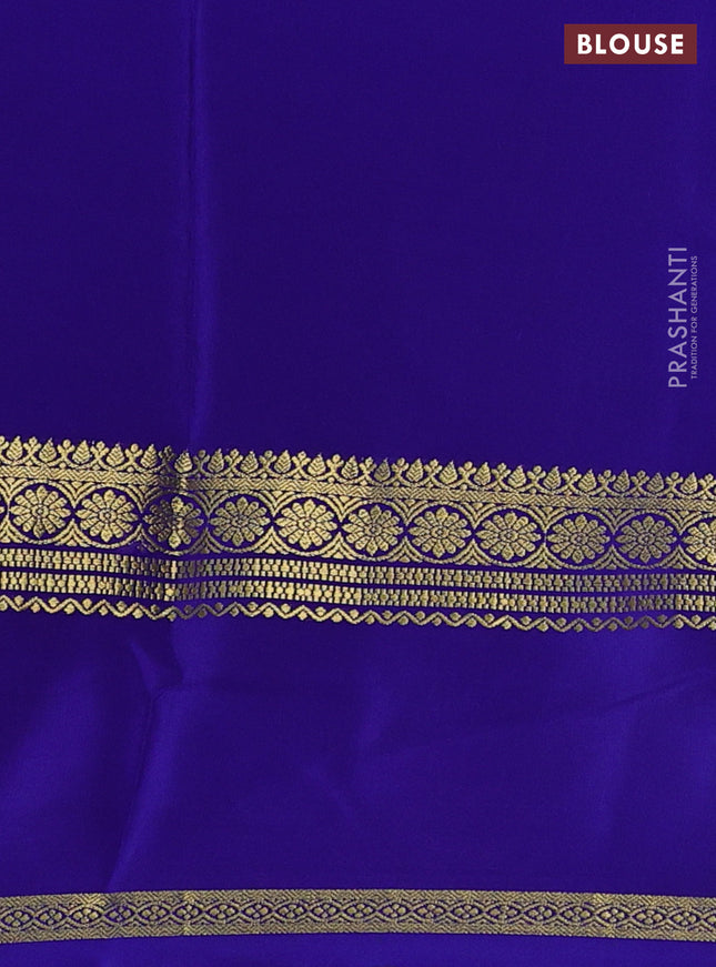 Pure mysore silk saree light blue and blue with plain body and rettapet zari woven border